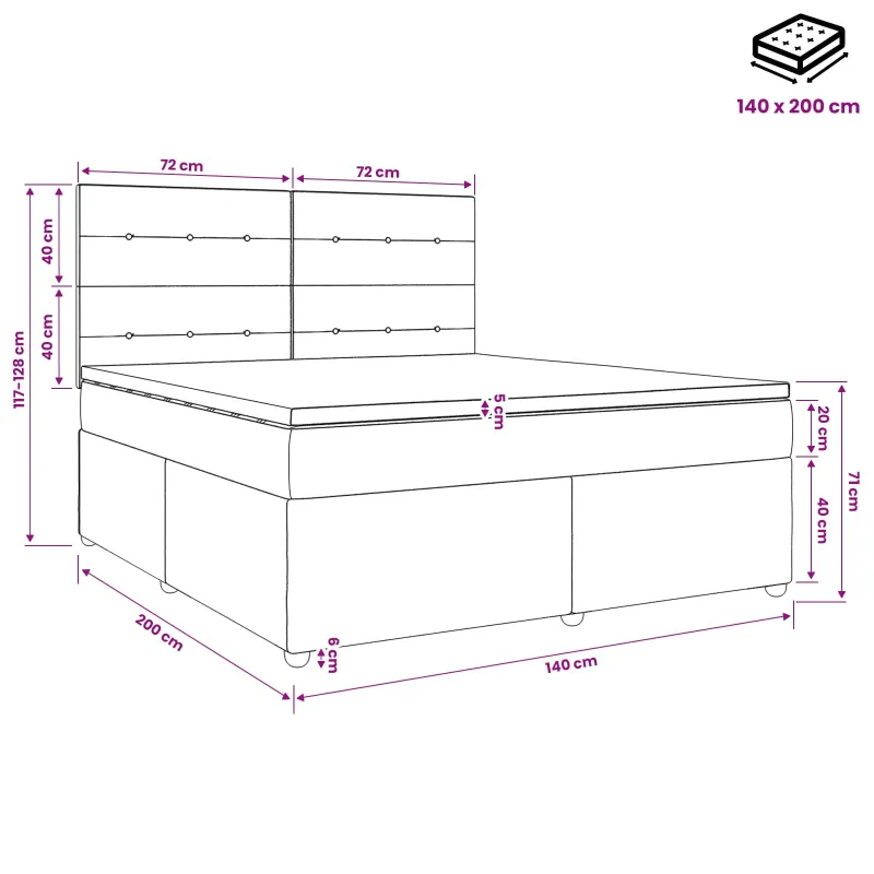 LED lovos čiužinys su LED apšvietimu Mėlyna 140 x 200 cm