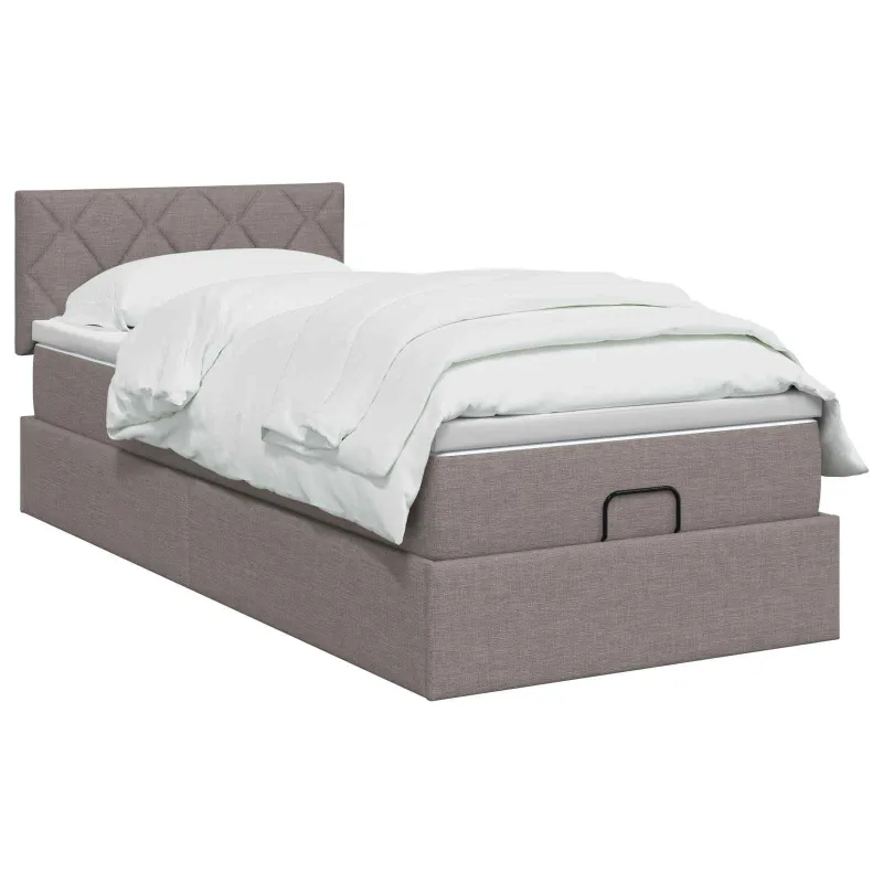 Otmana lova su matracsu ir LED Taupe 90 x 200 cm Audinys