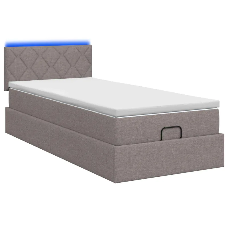 Otmana lova su matracsu ir LED Taupe 90 x 200 cm Audinys