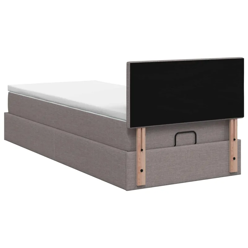 Otmana lova su matracsu ir LED Taupe 90 x 200 cm Audinys