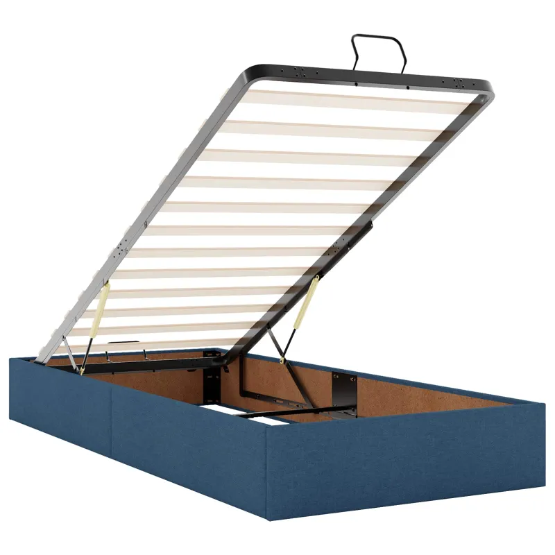 Otmana lova su matracsu ir LED Mėlyna 100 x 200 cm Audinys