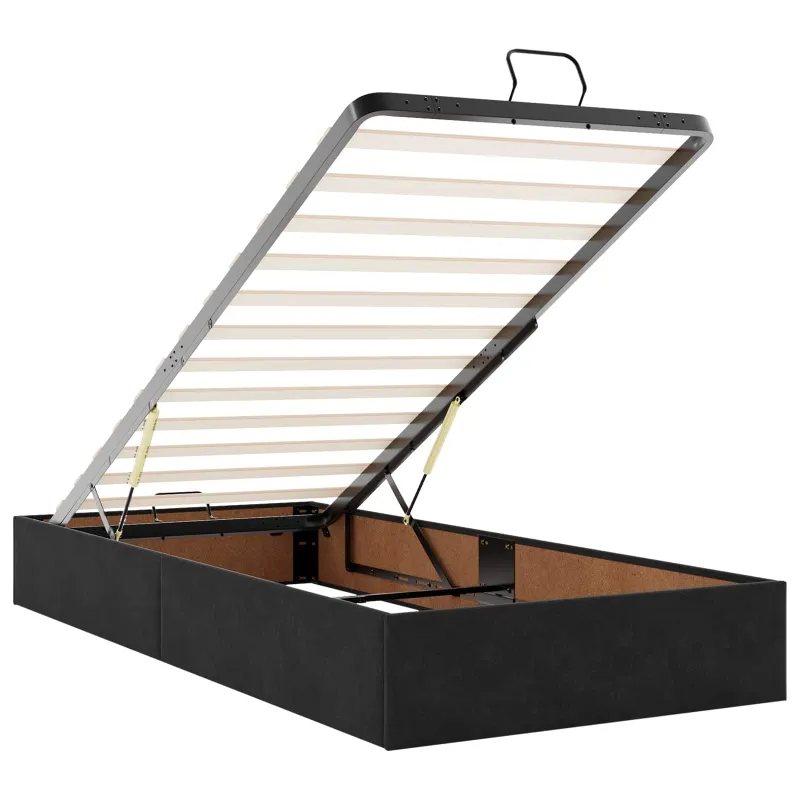 Otmana lova su matracsu ir LED Juoda 90 x 200 cm Aksomas
