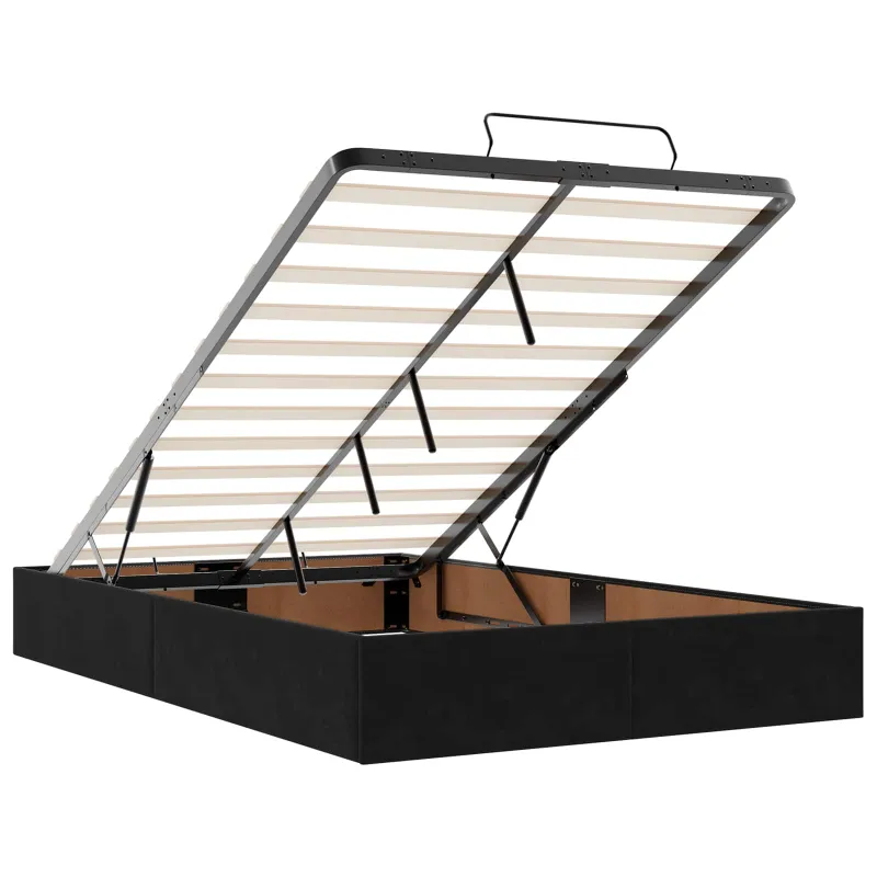 Otmana lova su matracsu ir LED Juoda 120 x 200 cm Aksomas