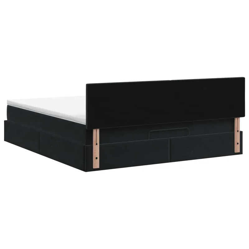 Otmana lova su matracsu ir LED Juoda 140 x 200 cm Aksomas