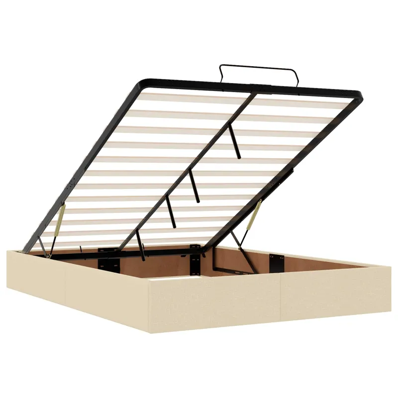 Otmana lova su matracsu ir LED Kreminė 140 x 190 cm Audinys