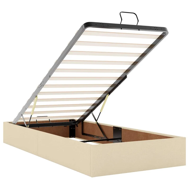 Otmana lova su matracsu ir LED Kreminė 100 x 200 cm Audinys