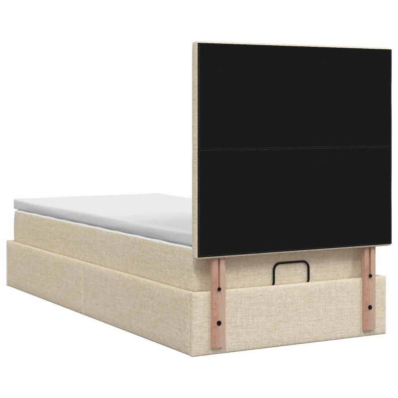 Otmana lova su matracsu ir LED Kreminė 100 x 200 cm Audinys