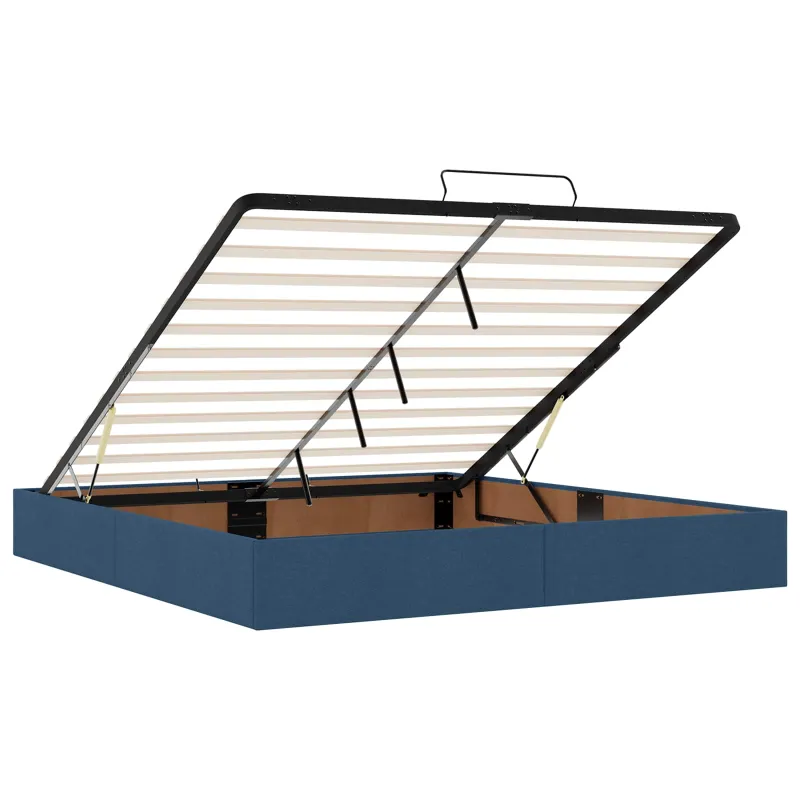 Otmana lova su matracsu ir LED Mėlyna 200 x 200 cm Audinys