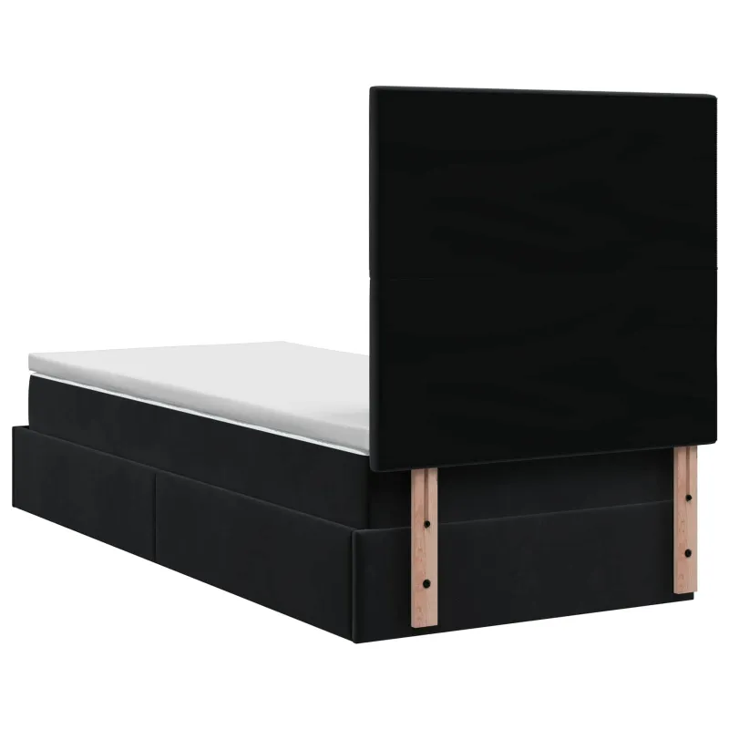 Otmana lova su matracsu ir LED Juoda 90 x 190 cm Aksomas