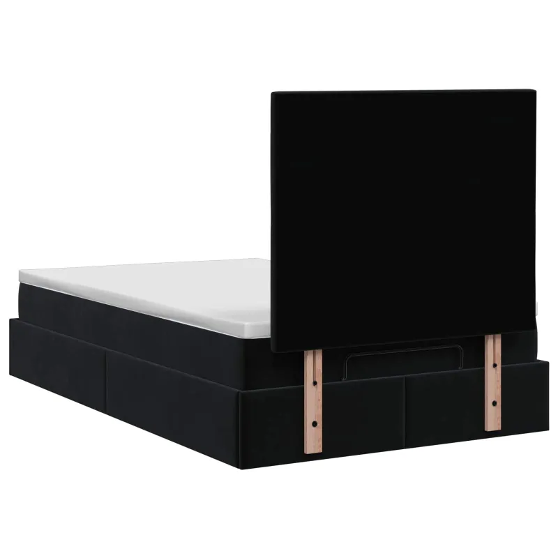 Otmana lova su matracsu ir LED Juoda 120 x 200 cm Aksomas