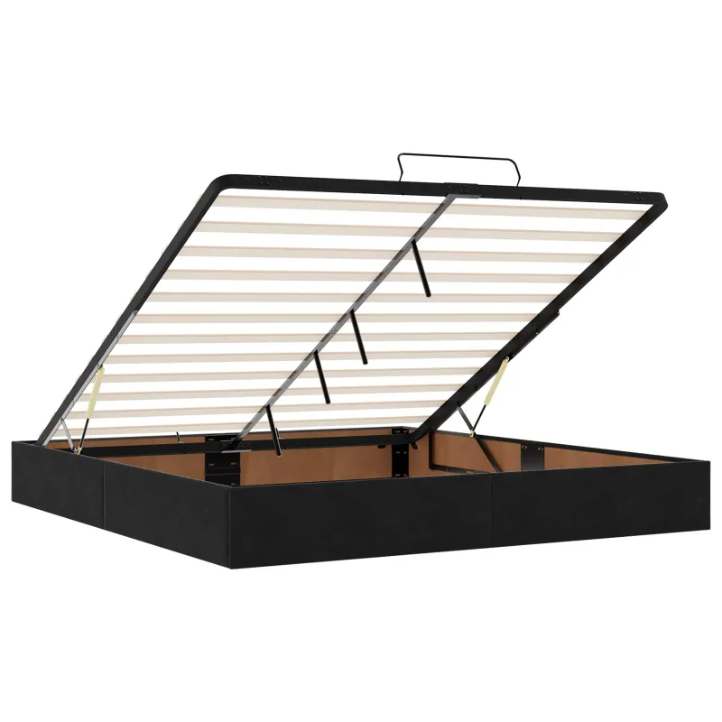 Otmana lova su matracsu ir LED Juoda 180 x 200 cm Aksomas