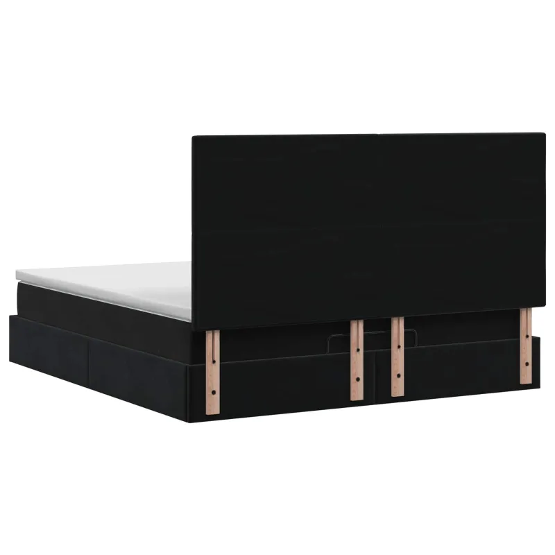 Otmana lova su matracsu ir LED Juoda 180 x 200 cm Aksomas