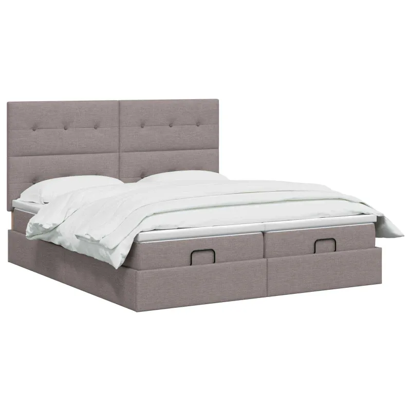 Otmana lova su matracsu ir LED Taupe 160 x 200 cm Audinys