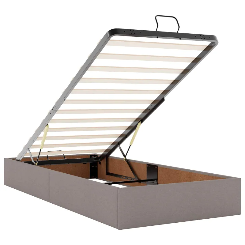 Otmana lova su matracsu ir LED Taupe 160 x 200 cm Audinys