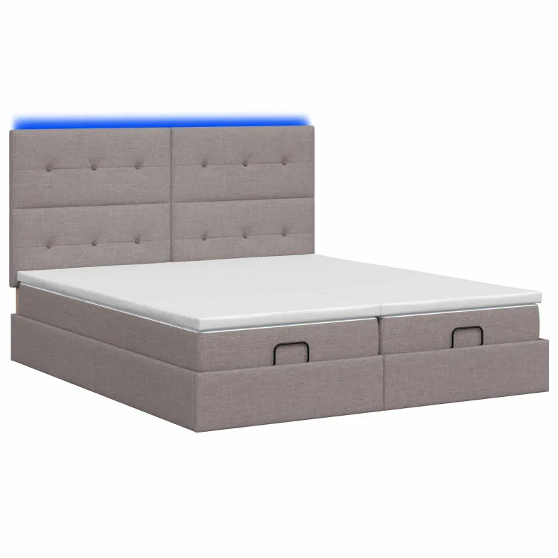 Otmana lova su matracsu ir LED Taupe 160 x 200 cm Audinys
