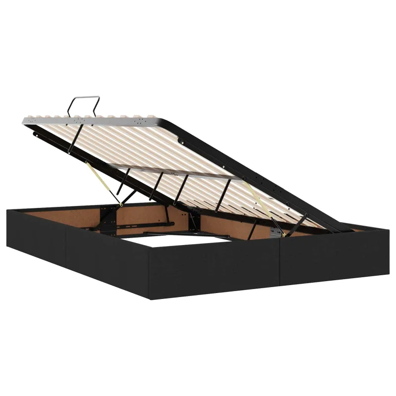 LED saugojimo lova su čiužiniu Juoda 140 x 190 cm Audinys