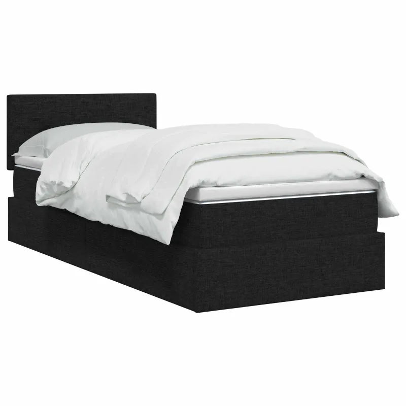 LED saugojimo lova su čiužiniu Juoda 90 x 190 cm Audinys