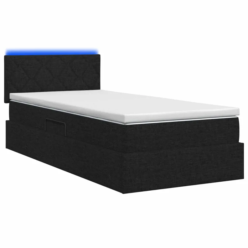 LED saugojimo lova su čiužiniu Juoda 100 x 200 cm Audinys