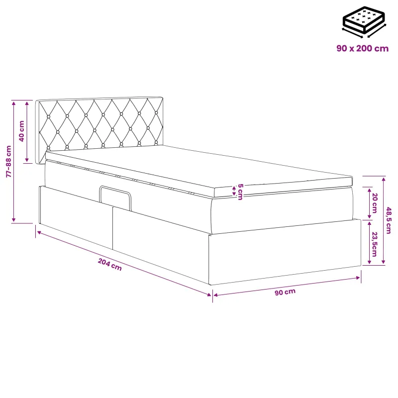 LED saugojimo lova su čiužiniu Tamsiai žalia 90 x 200 cm