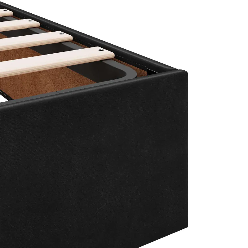 LED saugojimo lova su čiužiniu Juoda 100 x 200 cm Aksomas