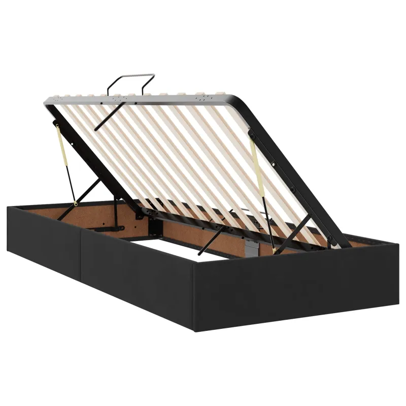 LED saugojimo lova su čiužiniu Juoda 90 x 200 cm Aksomas