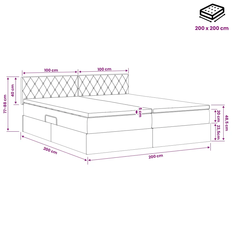 LED saugojimo lova su čiužiniu Tamsiai žalia 200 x 200 cm