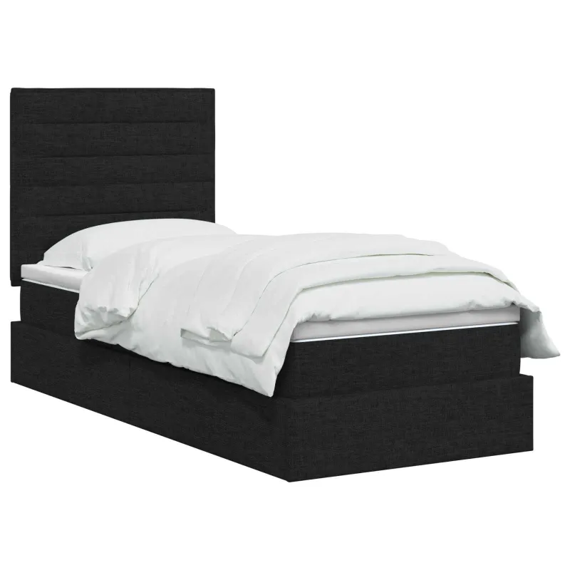 LED saugojimo lova su čiužiniu Juoda 90 x 190 cm Audinys
