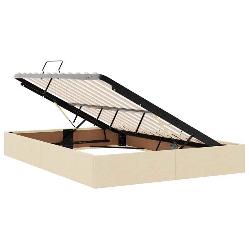 LED saugojimo lova su čiužiniu Kreminė 140 x 200 cm Audinys