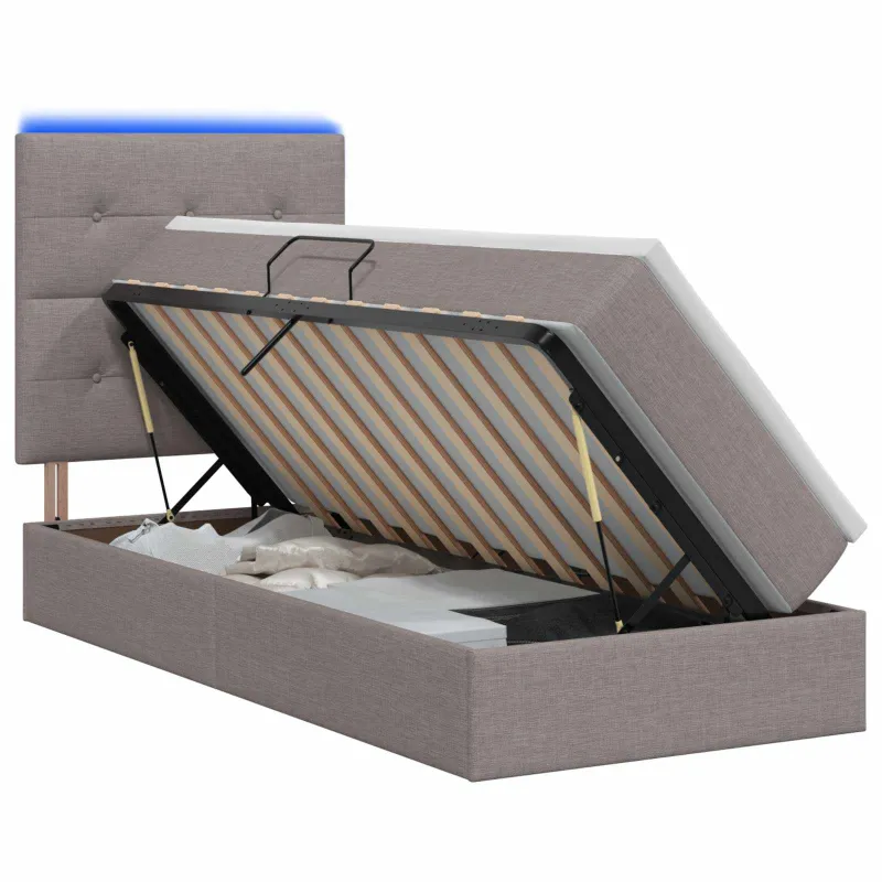 LED saugojimo lova su čiužiniu Taupe 90 x 200 cm Audinys