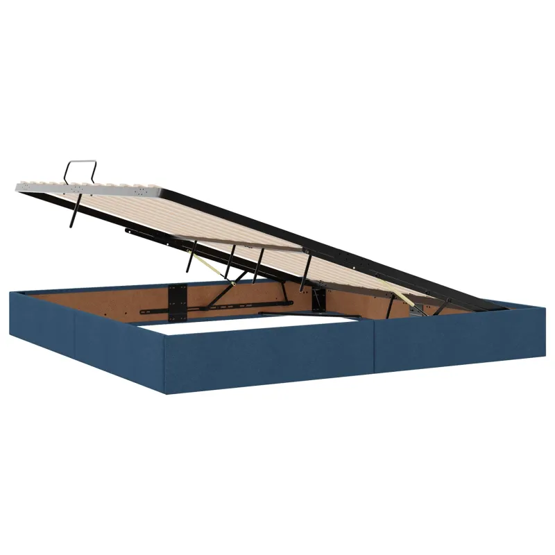 LED saugojimo lova su čiužiniu Mėlyna 200 x 200 cm Audinys