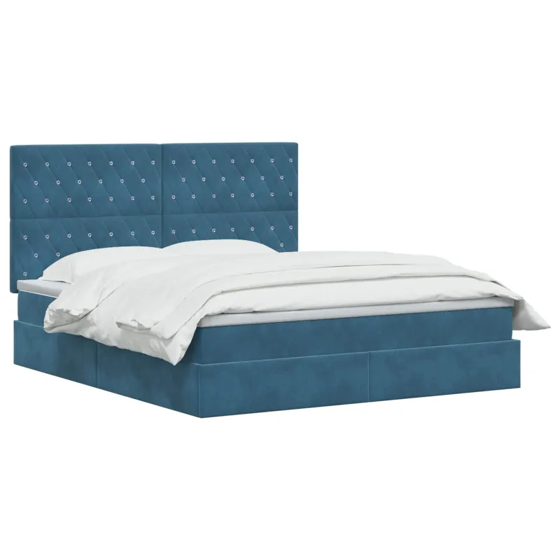 LED saugojimo lova su čiužiniu Tamsiai mėlyna 140 x 200 cm