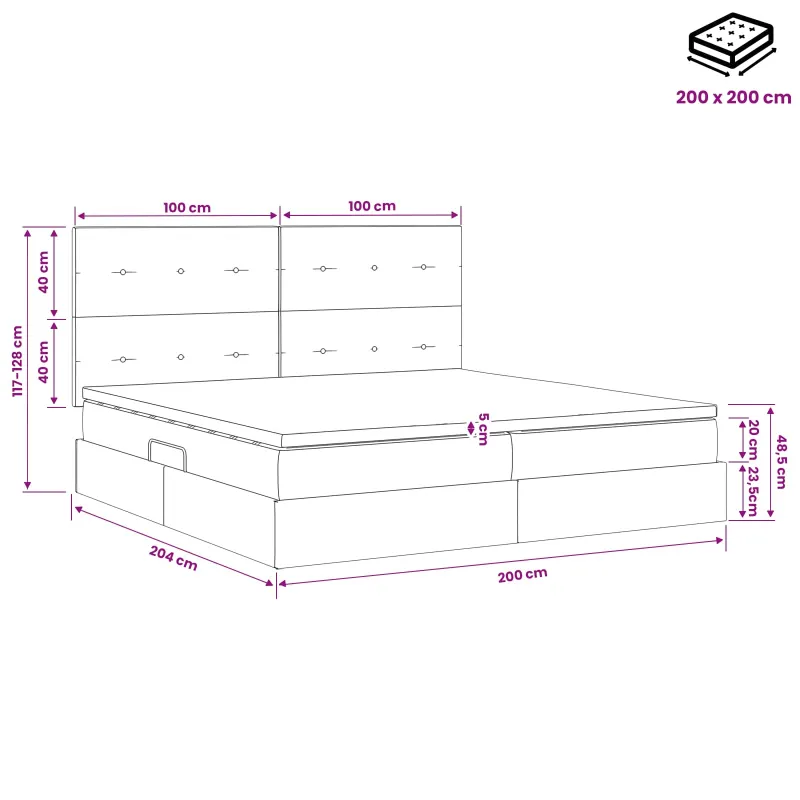 LED saugojimo lova su čiužiniu Tamsiai mėlyna 200 x 200 cm