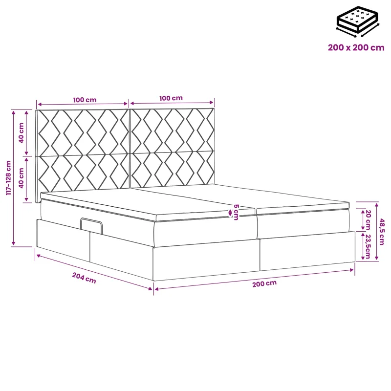 LED saugojimo lova su čiužiniu Tamsiai mėlyna 200 x 200 cm