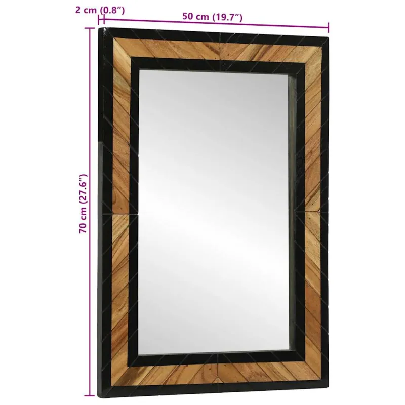 Sieninis veidrodis Stačiakampio Juoda ir Ruda 70 x 2 x 70 cm