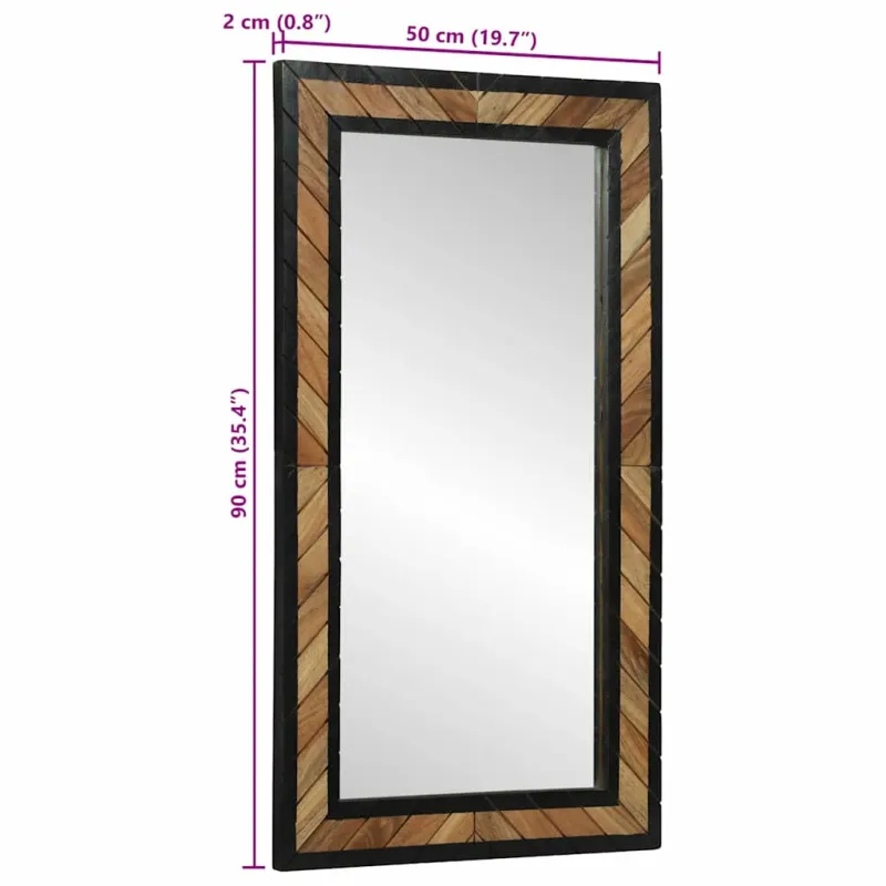 Sieninis veidrodis Stačiakampio Juoda ir Ruda 50 x 2 x 90 cm