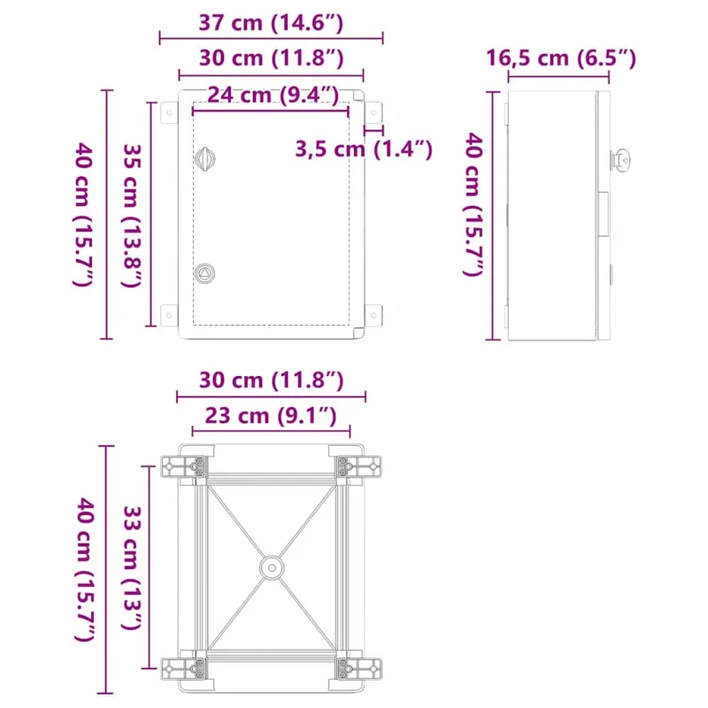 Control Cabinet Pilka 37 x 16,5 x 40 cm ABS plastikas