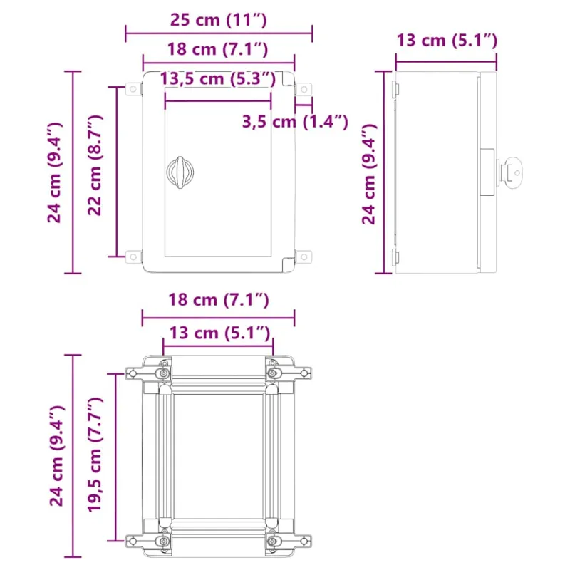 Control Cabinet Pilka 25 x 13 x 24 cm ABS plastikas