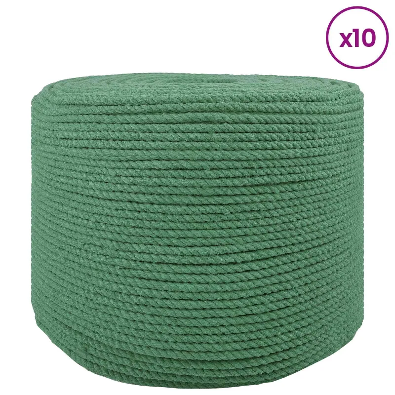 Medvilniniai siūlai 10 vnt. 2 mm 100 m Žalia 100% Medvilnė