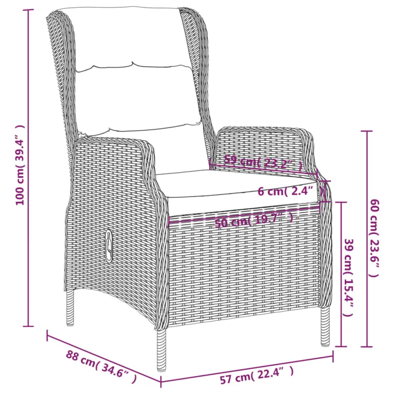 Sodo ruokailuryhmä, 3 osaa, ruskea väri