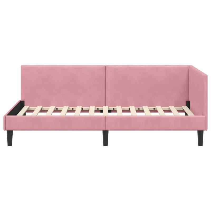 Kampinė lovos konstrukcija Rožinė 90 cm x 200 cm Aksomas