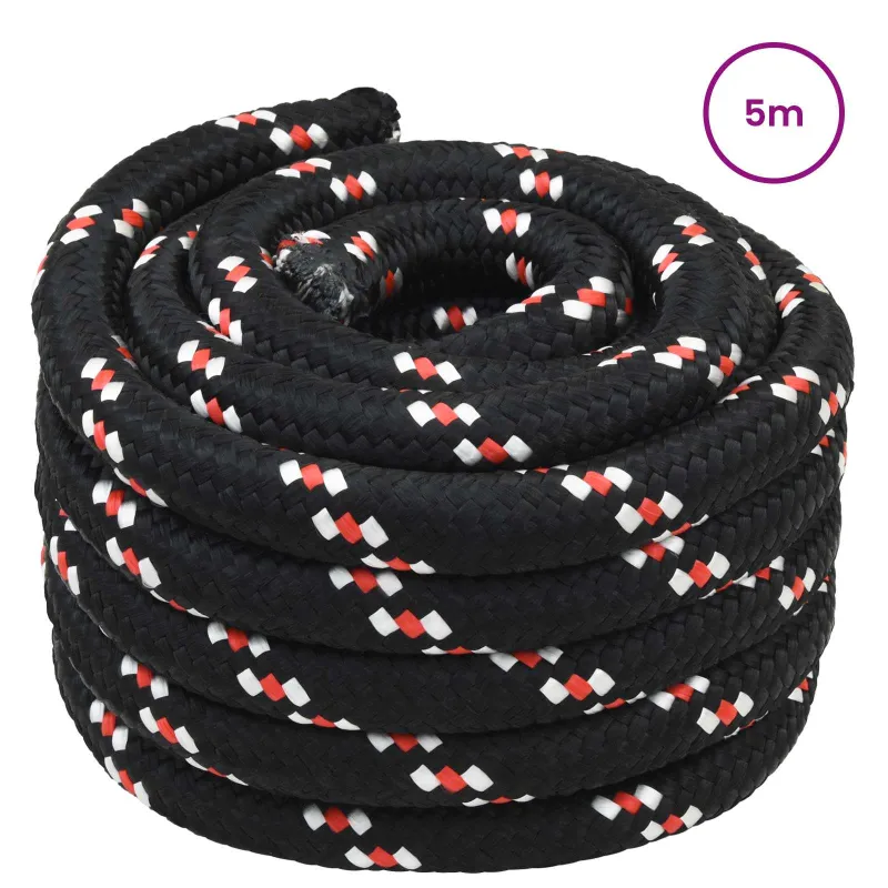 Laivo virvė 6 mm 5 m Juoda ir raudona
