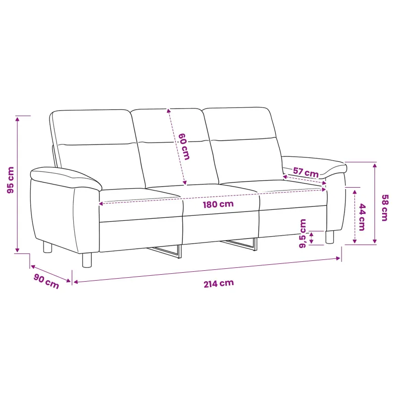 Sofa Ruda 214 x 90 x 95 cm Dirbtinė suedė oda