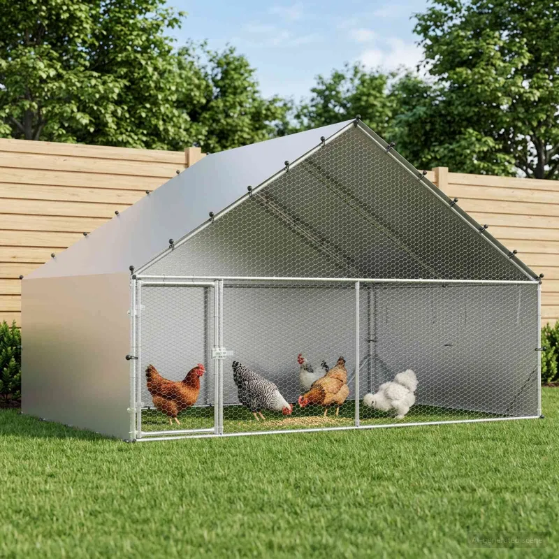 Vištų coop su stogu Sidabrinė 300 x 200 x 190 cm