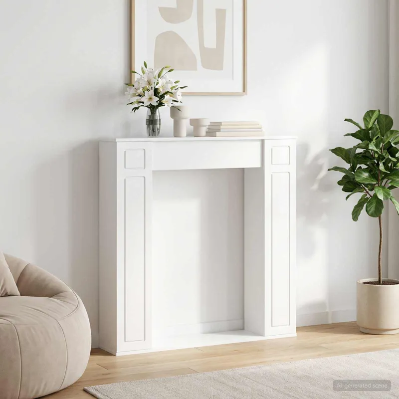 Židinio rėmas Itin blizgi balta 100 x 20 x 100 cm