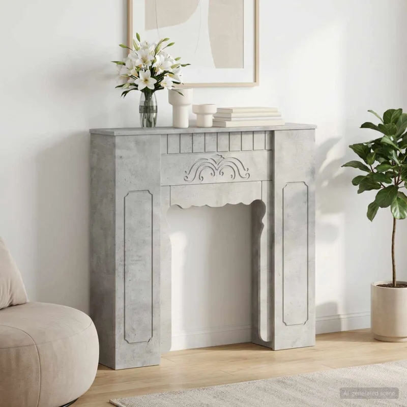 Židinio rėmas Betono pilka 93 x 20 x 89 cm Apdirbta mediena