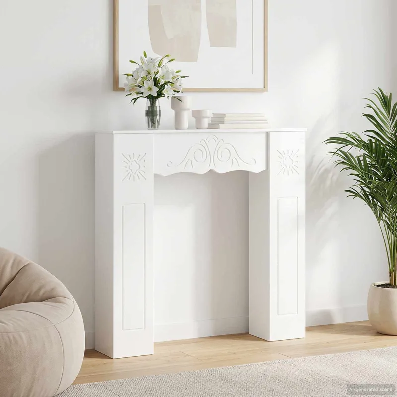 Židinio rėmas Itin blizgi balta 102 x 20 x 102 cm