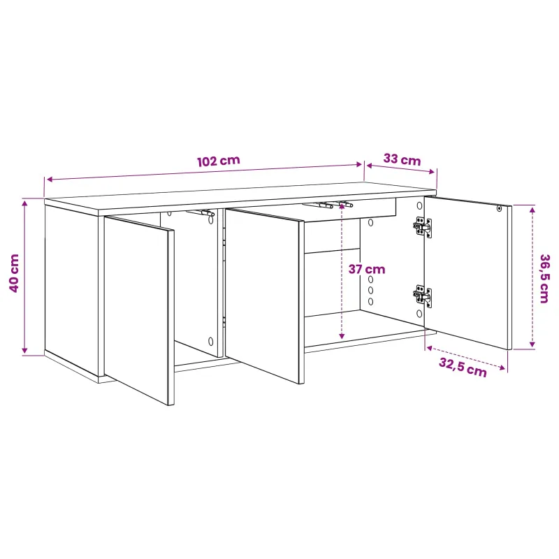 Sieninis televizoriaus stovas HANAU 102 x 33 x 40 cm