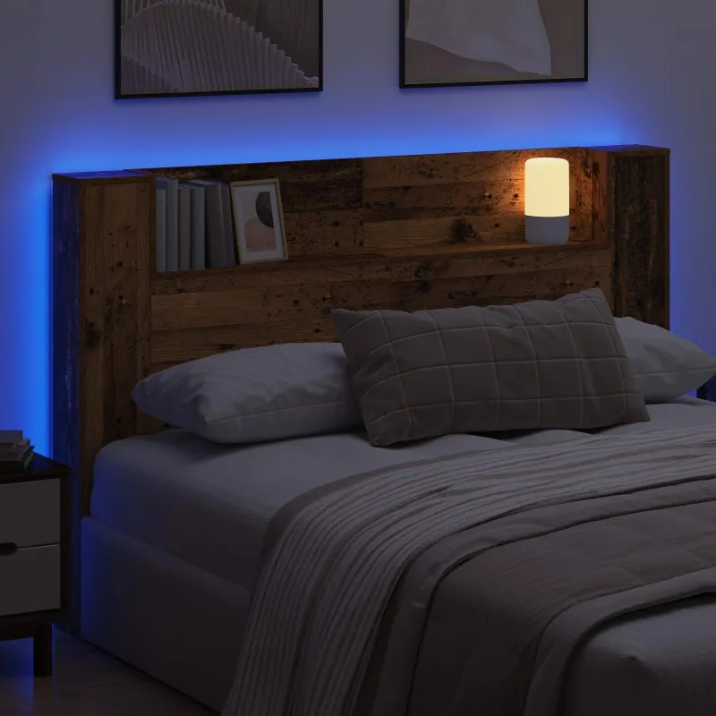 LED galvūgalis su saugojimu Sendintos medienos 160 cm