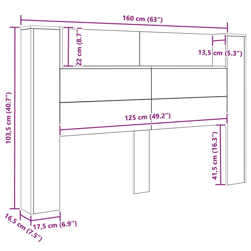 LED galvūgalis su saugojimu Sendintos medienos 160 cm