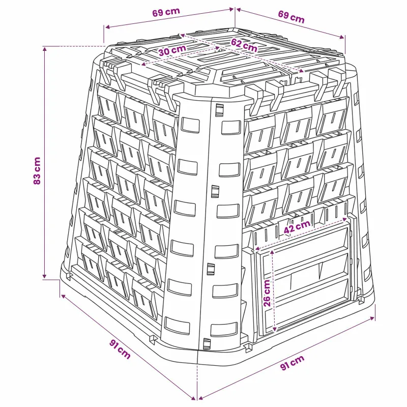 Sodo kompostinė Juoda 91 x 91 x 83 cm 100% PP